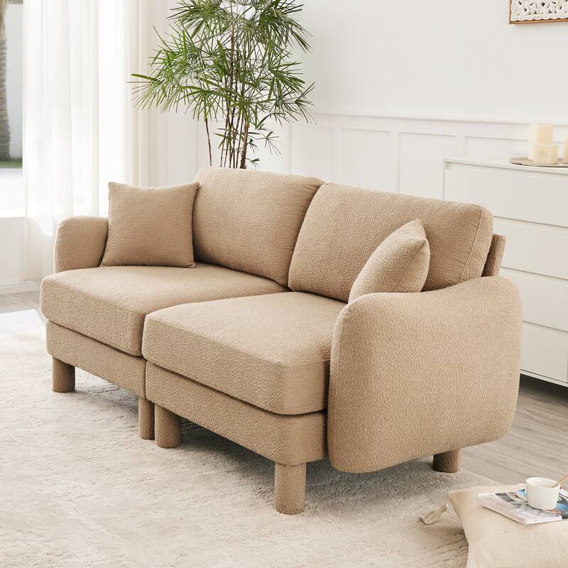 2-Seater Loveseat Sofa Couch with Shell-shaped Armrests, Chaise Lounge Sofa with Cylindrical Legs Wrapped