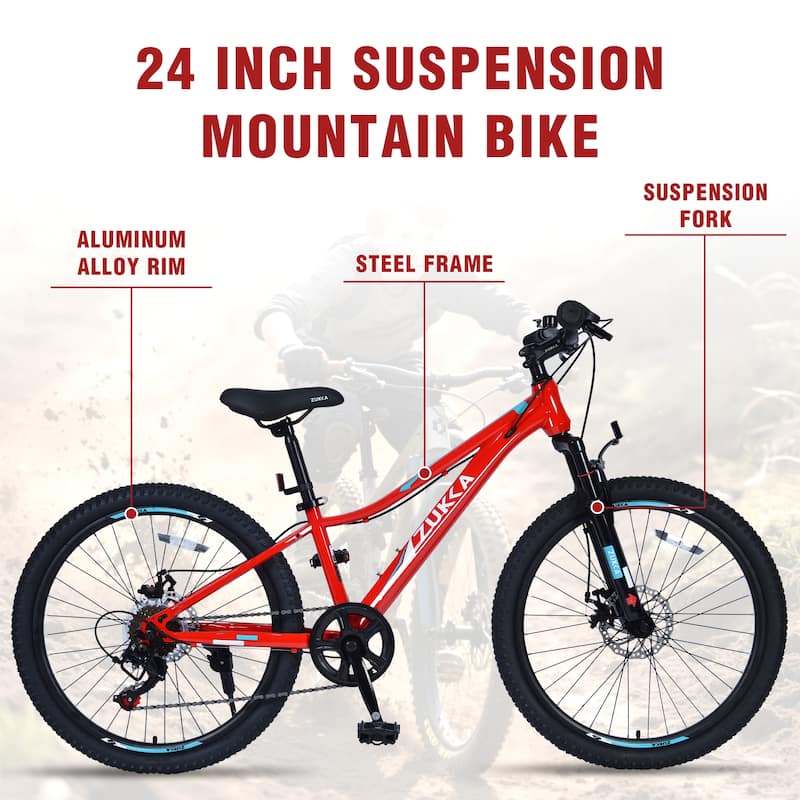 Mountain Bike For Girls And Boys Mountain 24 Inch Shimano 6-Speed Bike
