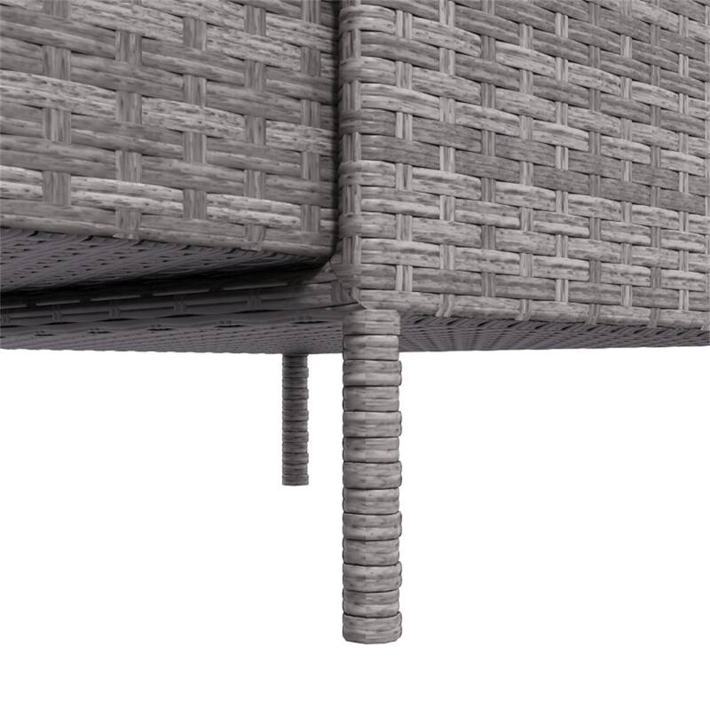 Grey PE Rattan Outdoor Storage Cabinet with 3 Drawers and Steel Frame - 23.5" W x 19.75" D x 32.25" H