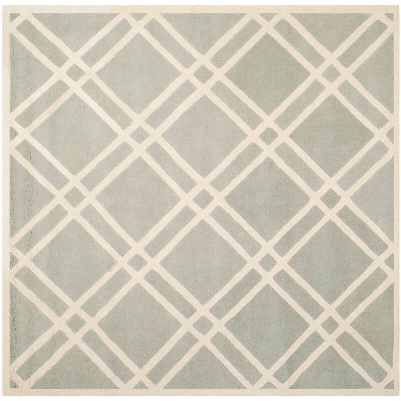 SAFAVIEH Handmade Chatham Geronda Modern Moroccan Wool Rug - 7' Square - Grey/Ivory