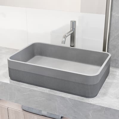 VIGO Cypress 21"L x 14"W Concrete Vessel Sink and Apollo 12"H Faucet Set