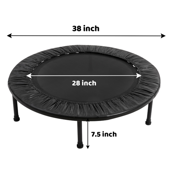 Turfee 38 Round Black Blue 4 Way Foldable Mini Trampoline Kids Adults Indoor Outdoor Recreational Trampoline Bed Bath Beyond 36020824