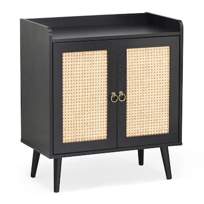 Sideboard Buffet Cabinet with Storage, Bar Liquor Cabinet with Rattan Decorated Doors, Credenza Console Tablefor Dining Room