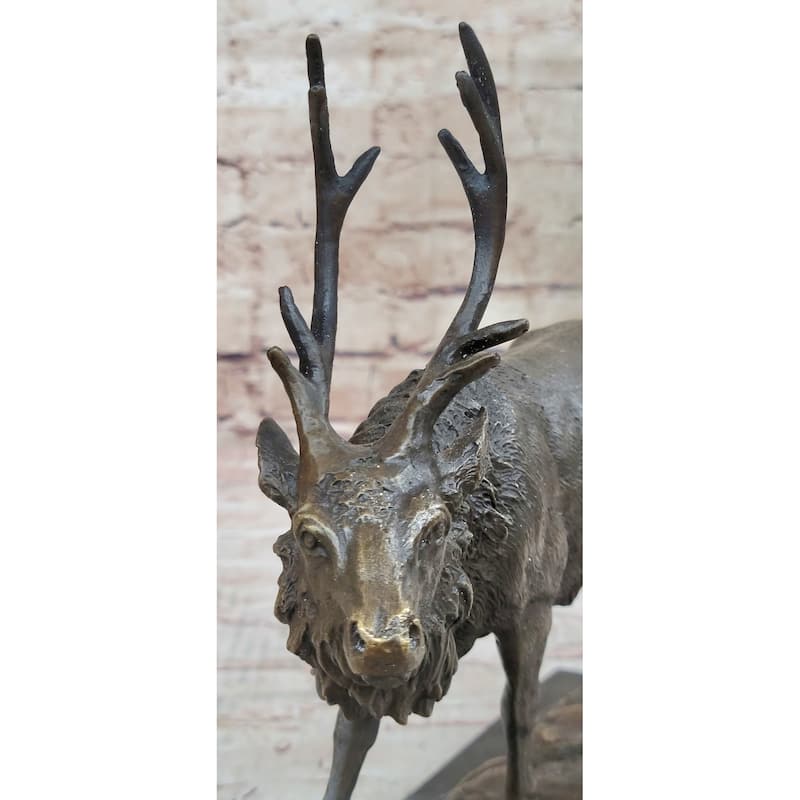 Signed Milo Male Deer Stag Buck Wildlife Bronze Sculpture Statue Figurine Art
