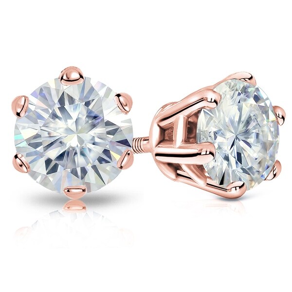 Auriya 1ctw Round Moissanite Stud Earrings 14k Gold - 5 mm, Screw-Backs