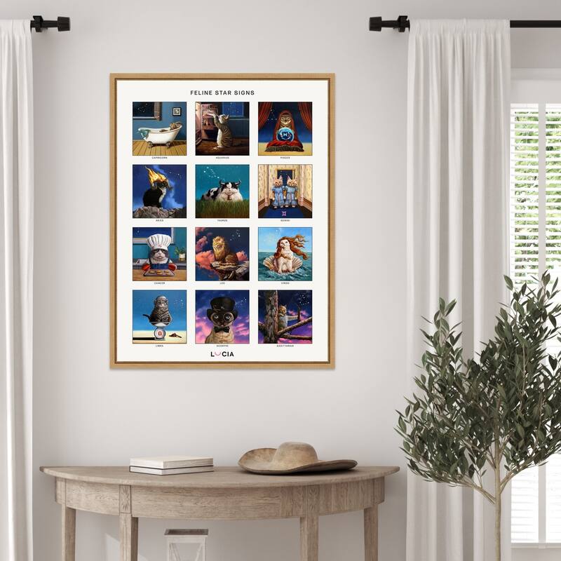 Feline Star Signs by Lucia Heffernan Framed Canvas Wall Art Print