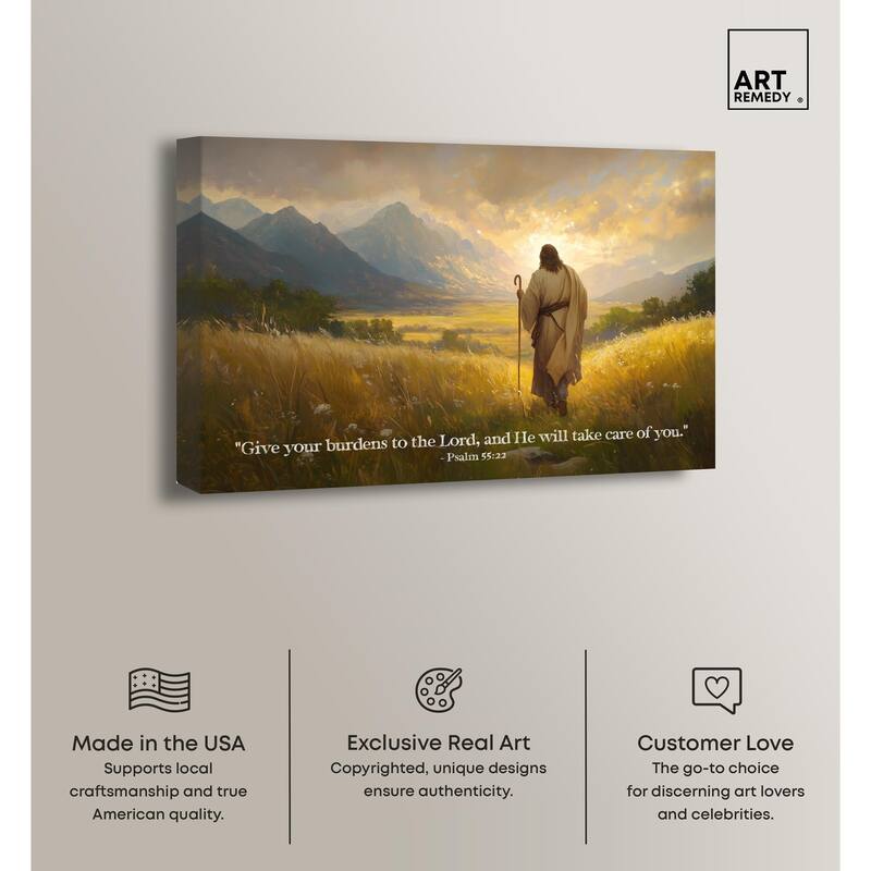 Give Your Burdens Canvas by Art Remedy, Gallery Wrapped