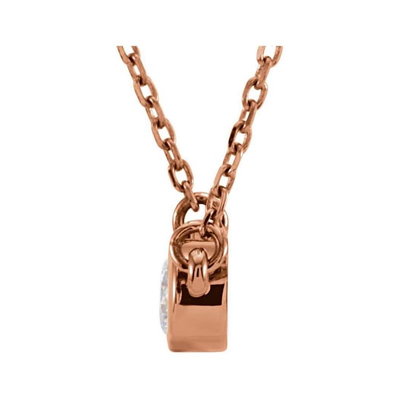 Curata 14k Rose Gold 1/10 CTW Diamond Solitaire Womens Necklace, 18"
