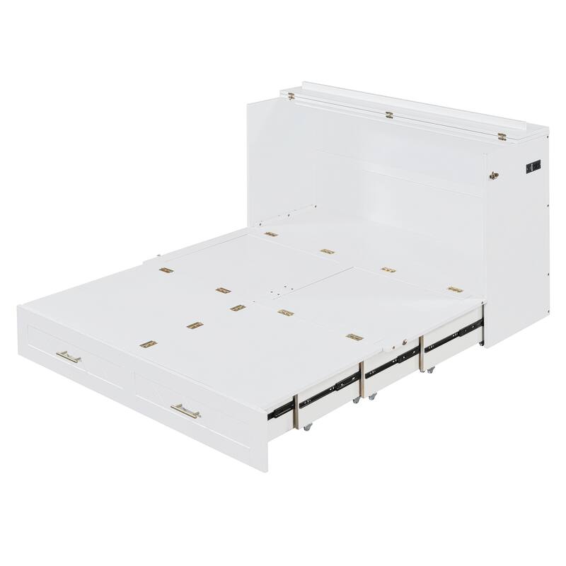 Murphy Bed with Pulley Design, Drawer, USB Ports
