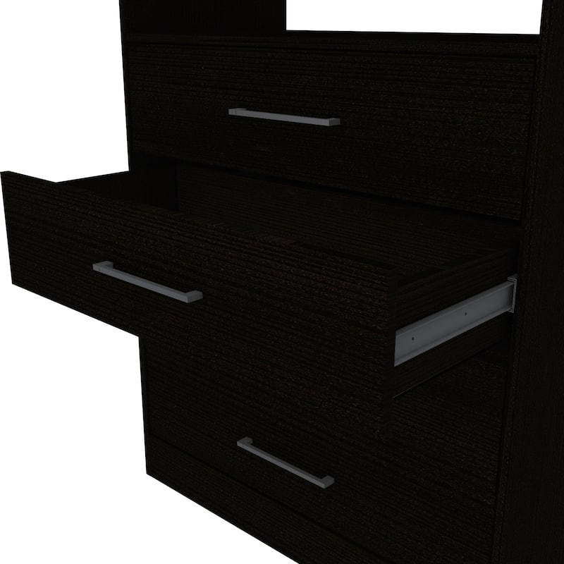 FM Furniture Athens Dresser with 4 Drawers, Open Shelf, and Top Surface for TVs up to 47"