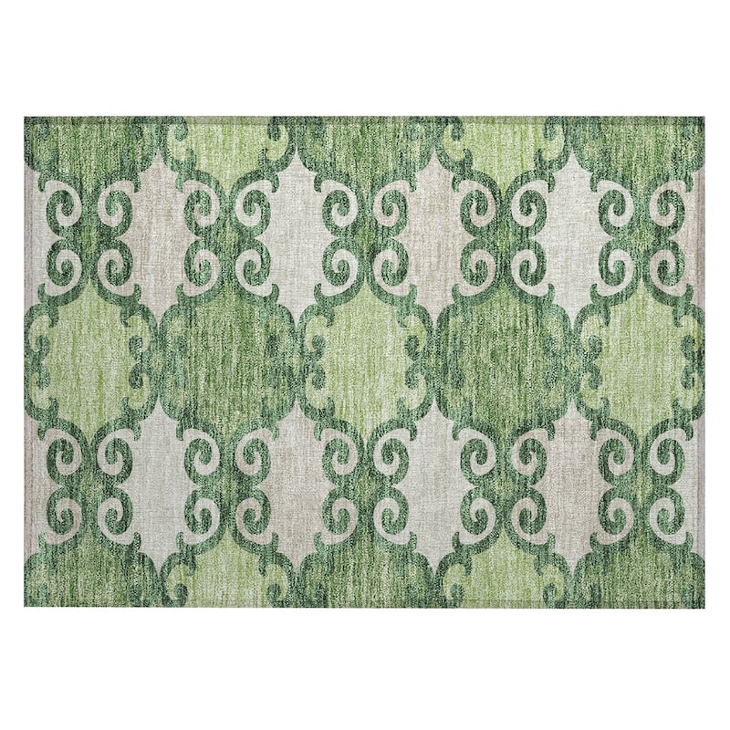Machine Washable Indoor/ Outdoor Chantille Traditional Scroll Rug