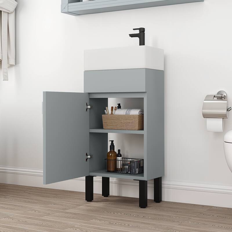 Moasis 37"/24"/16" Wide Bathroom Vanity with Top Mount Sink and Soft Close Door Modern Gray Design