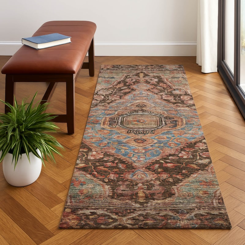 Premium Washable Super Soft Traditonal Marcus Mayfield Rug - Chocolate - 2'3" x 7'6"