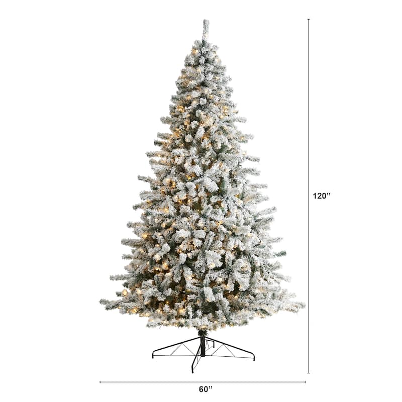 10' Flocked Rock Springs Spruce Christmas Tree with 800 Lights - 120