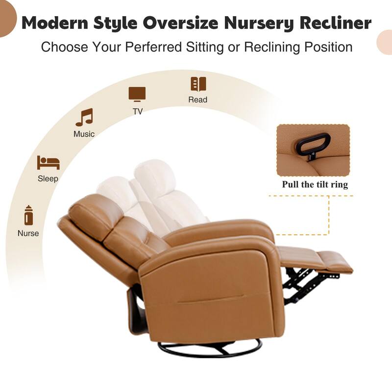 Aemeios Faux Leather Swivel Glider Rocker Manual Recliner Set of 2