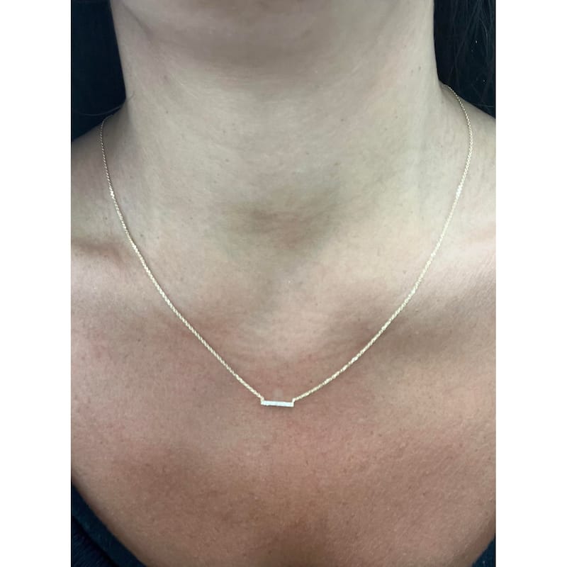 Joelle Collection Diamond Mini Bar Necklace 14K Gold 0.05ct