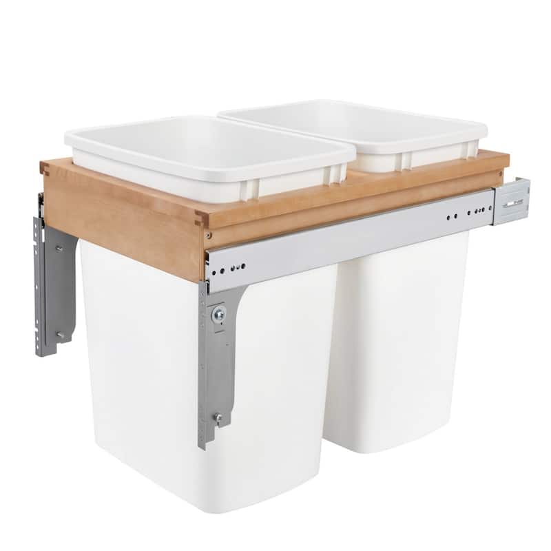 Rev-A-Shelf Double Pullout Top Mount Trash Can 35 qt., White, 4WCTM-18DM2 - White