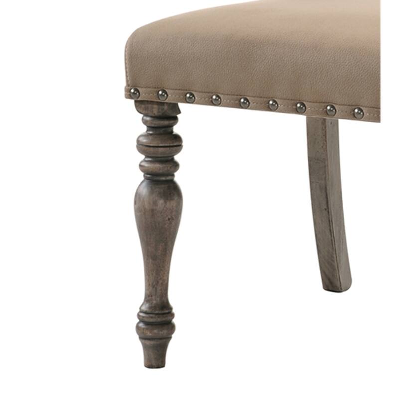 Modern Rustic 2 Piece Script Print Dining Chair with Nail Head, Cushions, Backrest for Dining Room Kitchen Bedroom Living Room