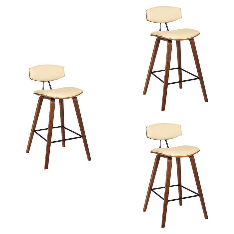 Fox Mid-Century Bar Stool, Upholstered Counter Height Chair with Bentwood Legs