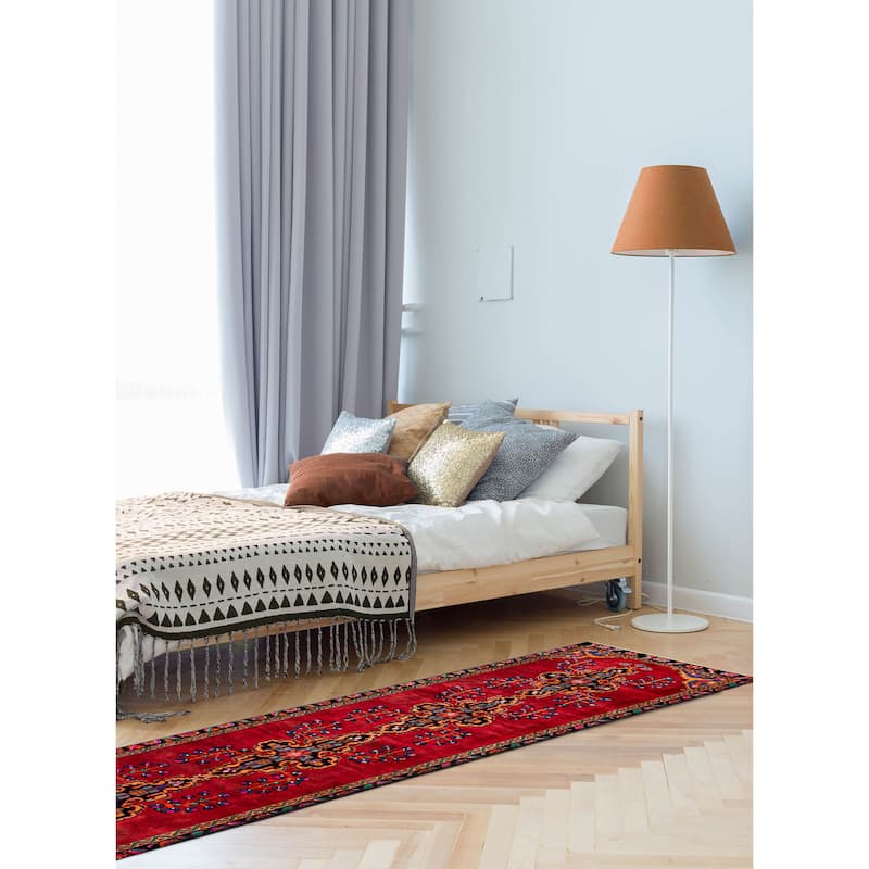 ECARPETGALLERY Hand-knotted Andelz Red Wool Rug - 3'5 x 12'11