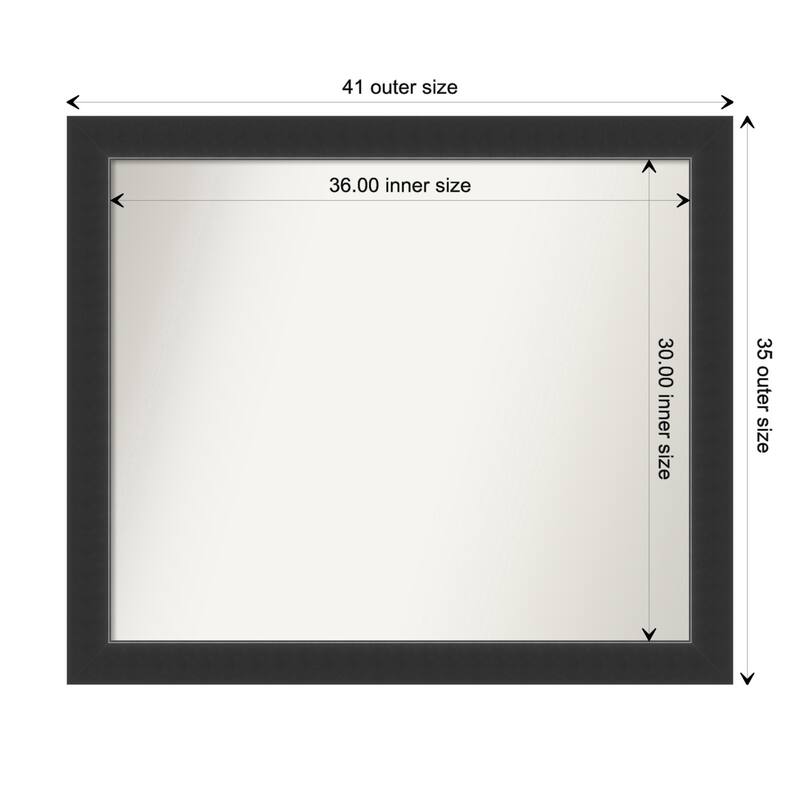 Corvino Black Framed Non-Beveled Custom Wall Mirror, Bathroom Vanity Mirror - Outer Size: 41 x 35