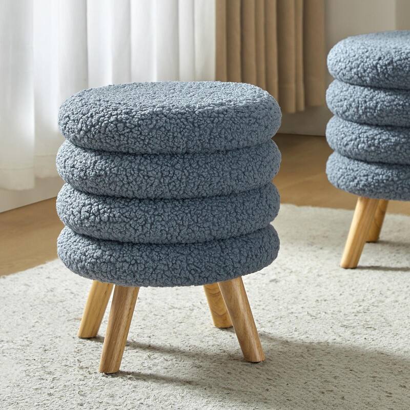 Deonicio 15.7" Wide Ottoman with Solid wood Legs, Set of 2