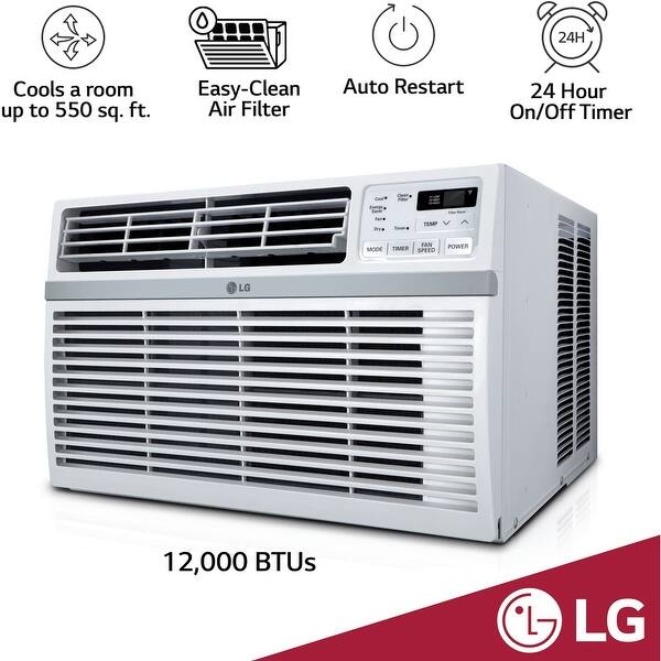 Shop Lg Lw1216er 12 000 Btu 115v Window Mounted Air Conditioner With Remote Control White Overstock 11627663