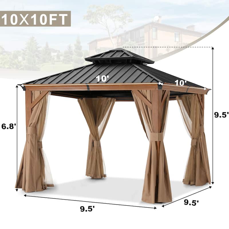 ABCCANOPY Outdoor Hardtop Gazebo with Galvanized Steel Double Roof