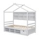 preview thumbnail 35 of 33, Wooden House-shaped Twin House Bed with Bedside Built-in Storage Shelves,Under Bed Storage for Home