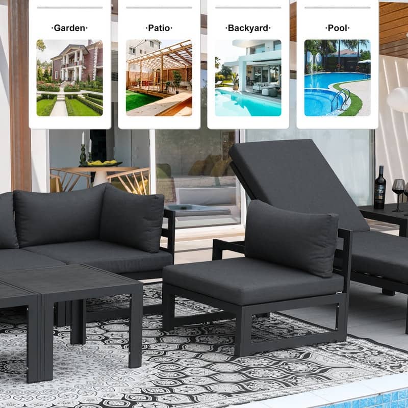 FINCATI 12 PCS Outdoor Aluminum Furniture Sectional Sofa Set with Coffee Table