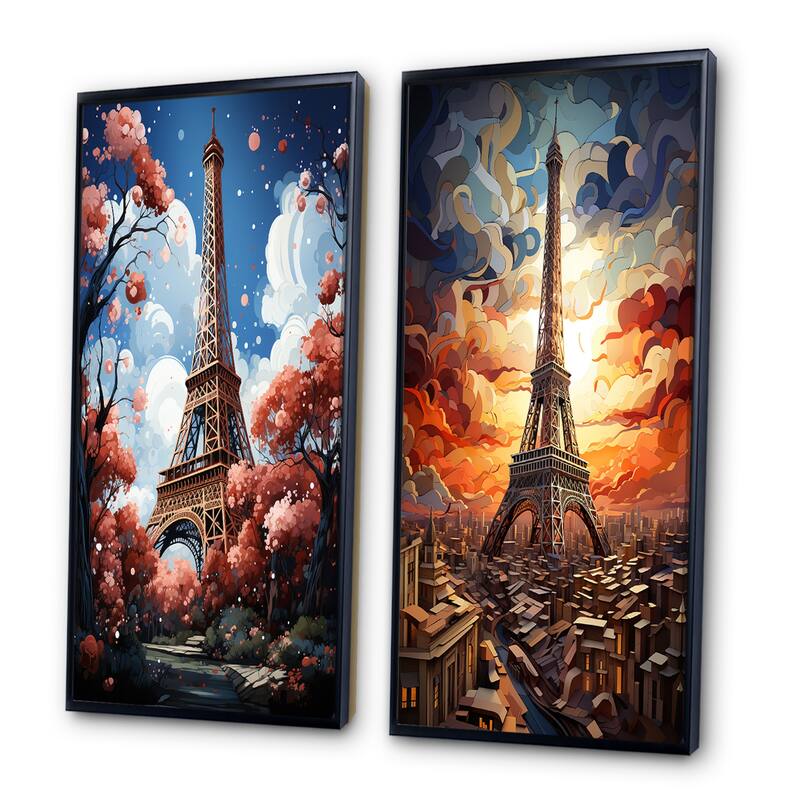 Designart "Paris In Spring Bloom I" City Paris Wall Art Décor - Traditional Gallery Set For Office Decor
