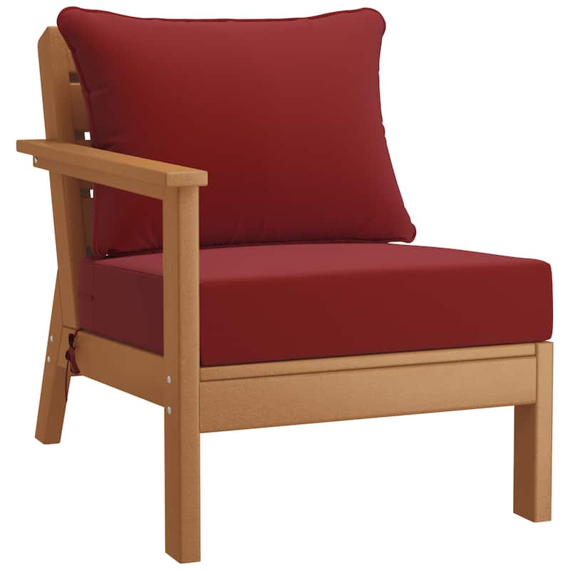 Birchwood All Weather HDPE Outdoor Patio Teak Deep Seating Conversation Set (6-Piece Set)