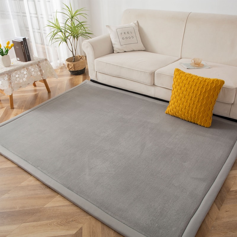 Memory Foam Soft Padded Baby Play Mats Area Rug with Non-Slip Bottom - 5' x 7' - Grey