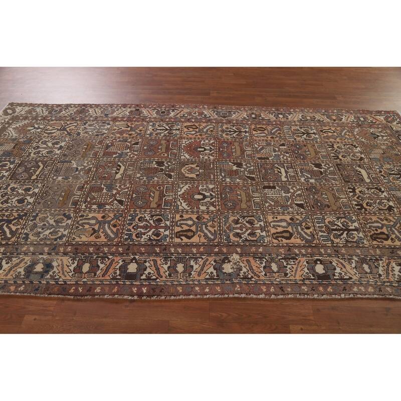 Garden Design Bakhtiari Persian Vintage Rug Hand-knotted Wool Carpet - 5'4" x 9'6"