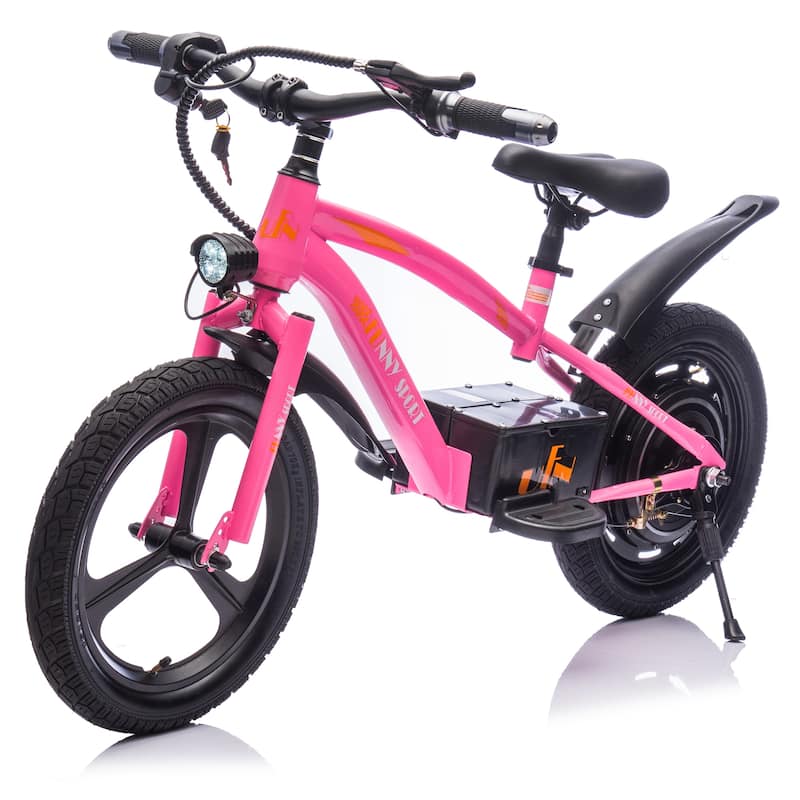 24V Kids Ride On Electric Dirt Bike,300W Super Power Motor,16in Wheels,Adjustable Seat Height,Hand-Operated Brakes
