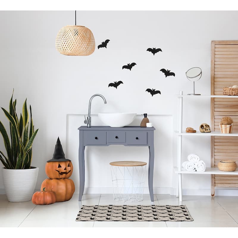 Cats and Bats Halloween Chenille Rug, 18" x 30"