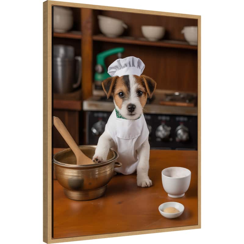 Jack Russell Puppy Chef by Andreas Magnusson Framed Canvas Wall Art