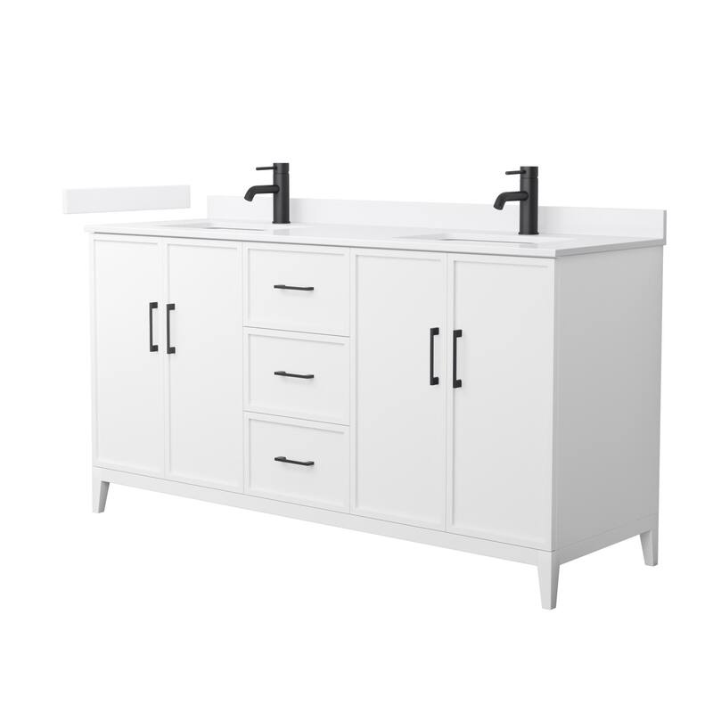 Wyndham Collection WCH717166D-QTZ-UNSMXX Elan 66" Free Standing Double - White / White Quartz Top / Matte Black Hardware