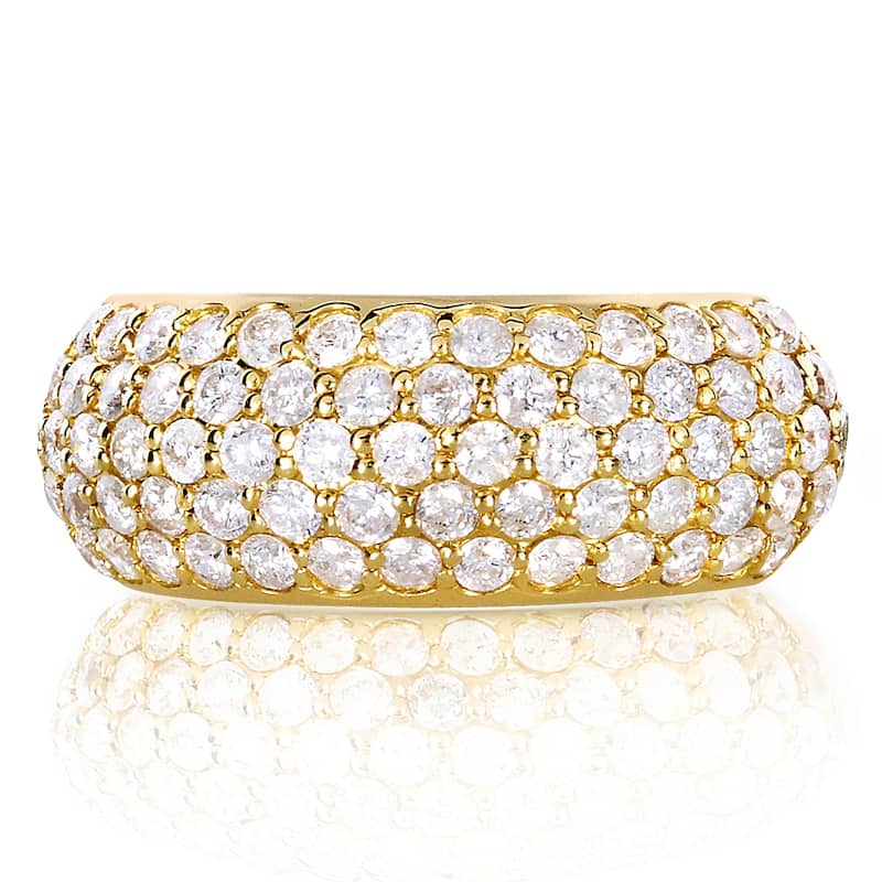 Kobelli 1.25 Carat Lab Grown Diamond 14k Solid Gold Multi-row Wide Puff Band (DEF/VS) - Yellow - 5