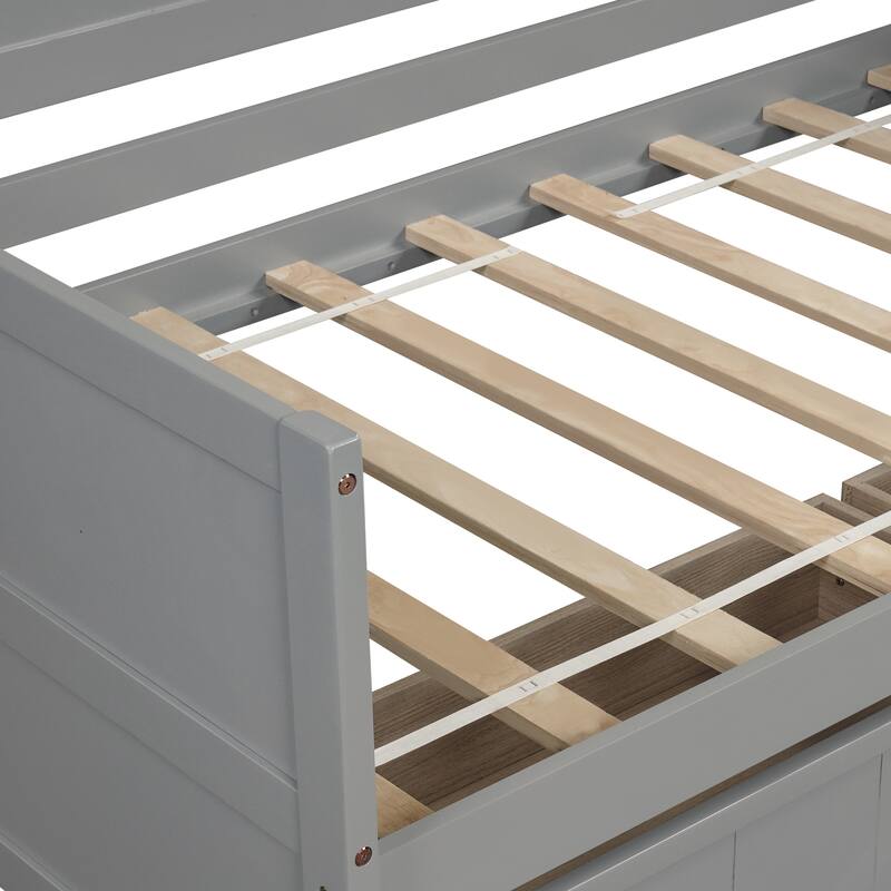 Arched Backrest Daybed Wood Slat Support Sofa Bed with 2 Drawers or Trundle Bed, Classic Twin Daybed Frame