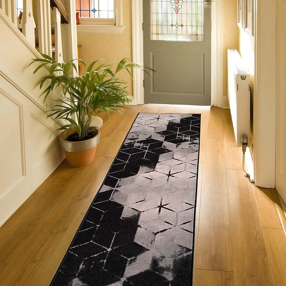 Custom Size Cubes Abstract 26 Inch Wide Non-Slip Stair Runner Rug