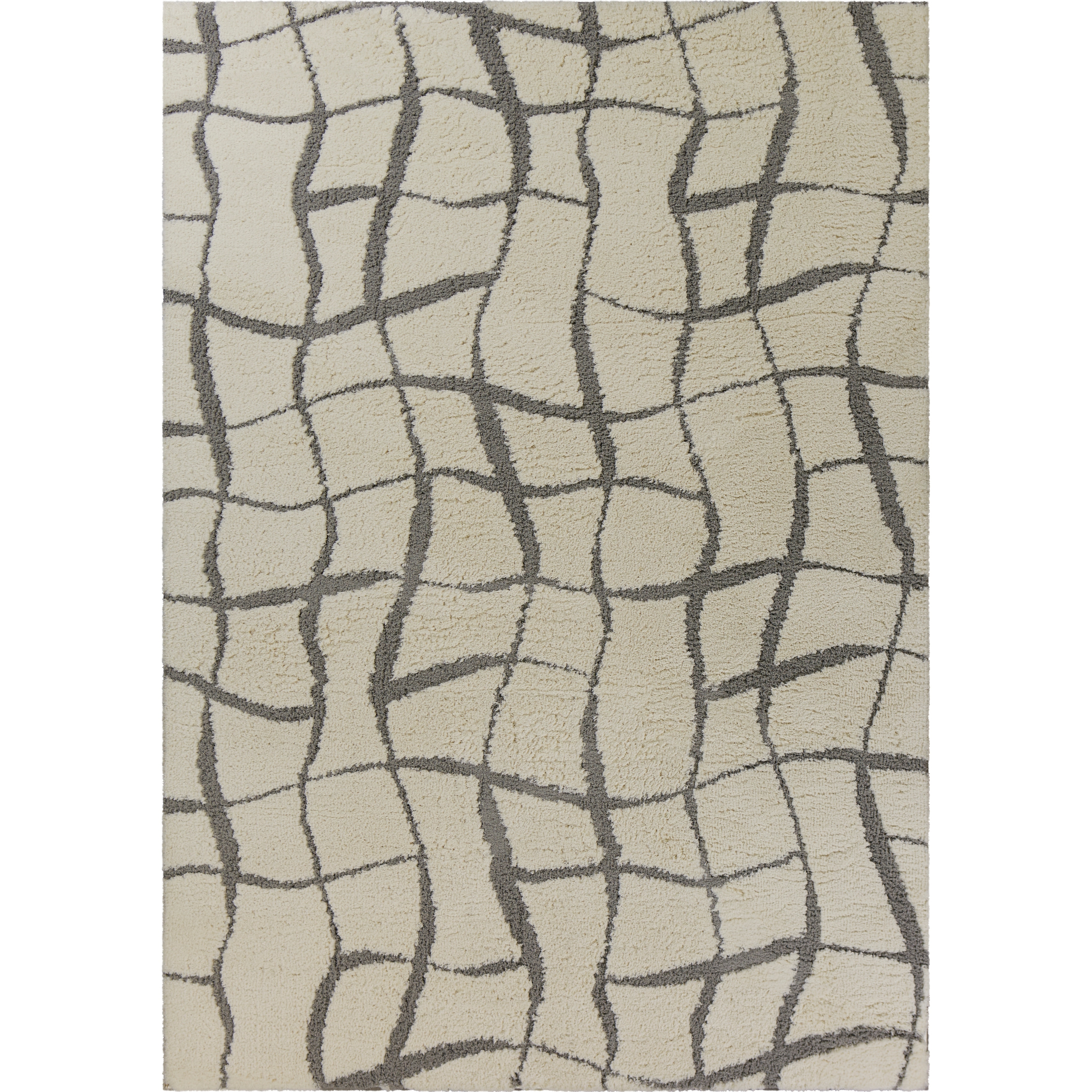 Domani Lucille Ivory Abstract Geometric Hand-woven Microfiber Area Rug