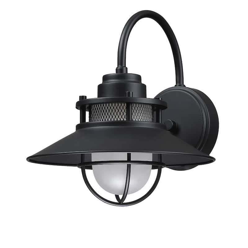 1-Light 11 inches H Matte Black Outdoor Wall Lantern Sconce - 1 Pack - Black