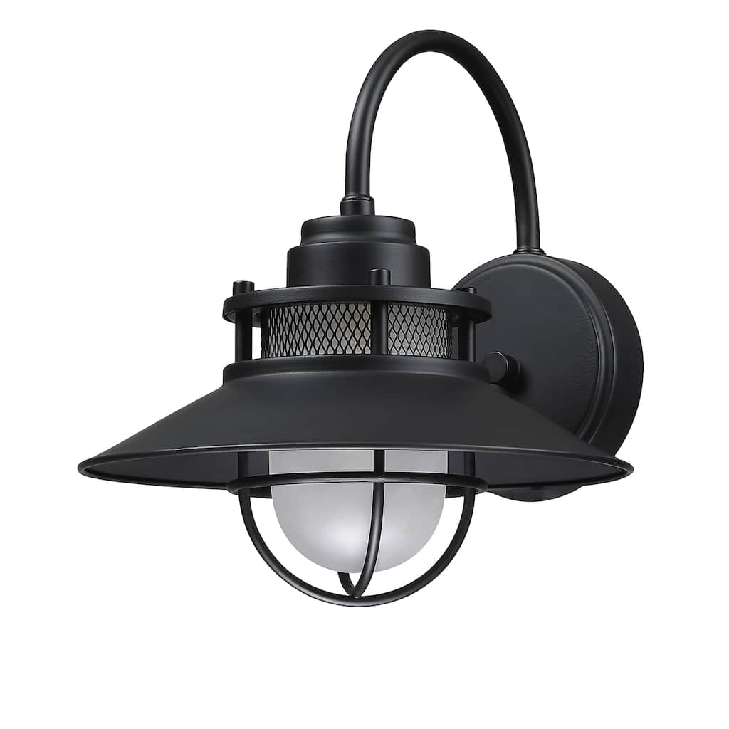 1-Light 11 inches H Matte Black Outdoor Wall Lantern Sconce