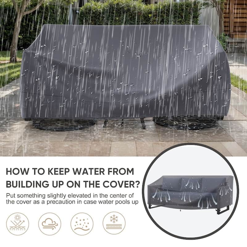 Meyreso 82.7 in. L x 34.3 in. W x 28 in. H (Back)/19.3 in. H (Front) Outdoor Patio Furniture Cover