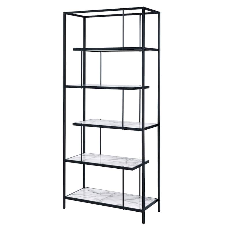 Kressly Contemporary 5-Shelf White Metal Bookcase by Furniture of America