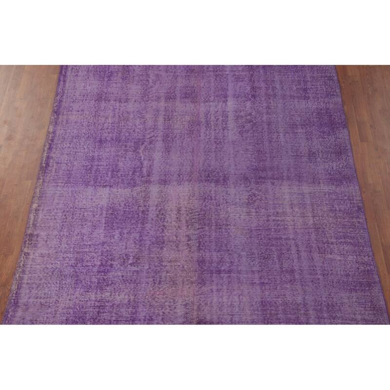Over-Dyed Purple Anatolian Turkish Vintage Rug Handmade Wool Carpet - 6'10" x 10'0"