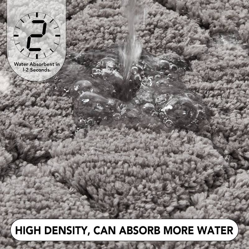 Deconovo Diamond Tufted Bathroom Rug Set, Non-Slip TPR Backing