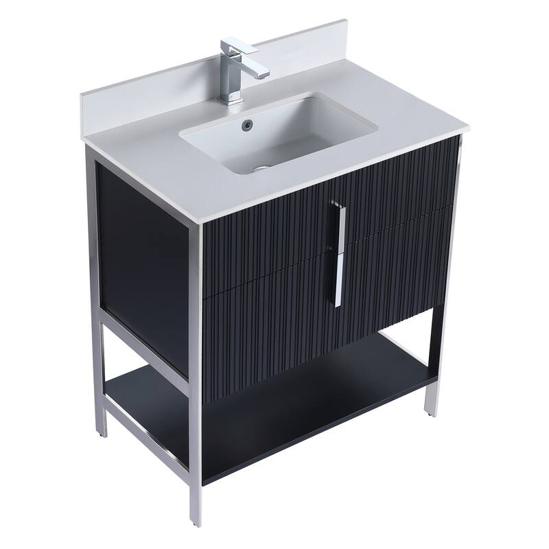 Fine Fixtures Serenity Modern Bathroom Vanity with White Stone Top
