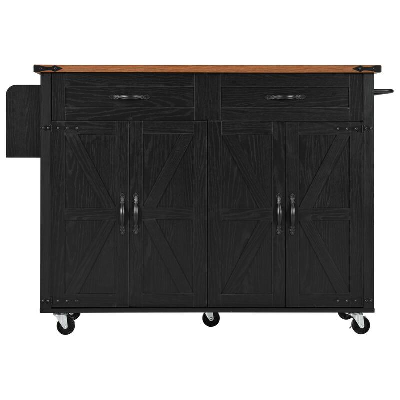 53.5''Farmhouse Kitchen Island with Power Outlet